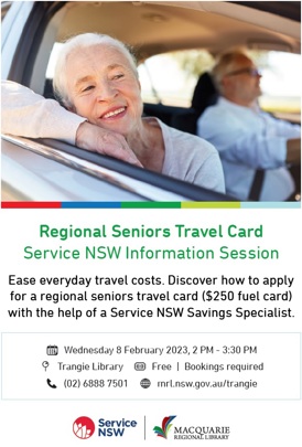 Regional Seniors Travel Card Service NSW Information Session Trangie